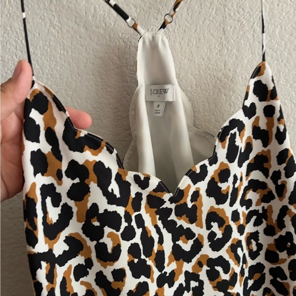 J. Crew Leopard Scalloped Edge Cami Spaghetti Strap 8